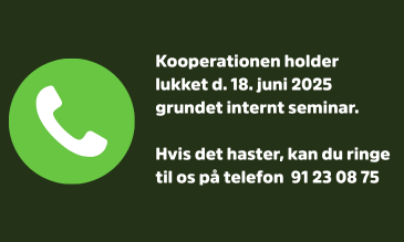 Kooperationen holder lukket den 18. juni 2025